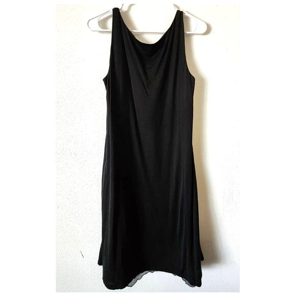 Eileen Fisher Silk Blend Ruffle Front Soft-V Tank Dress Black Size Small - Picture 2 of 7